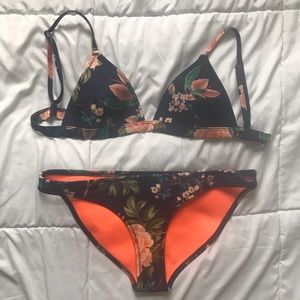 •TRIANGL• Floral Navy Bikini Set (bag included!)
